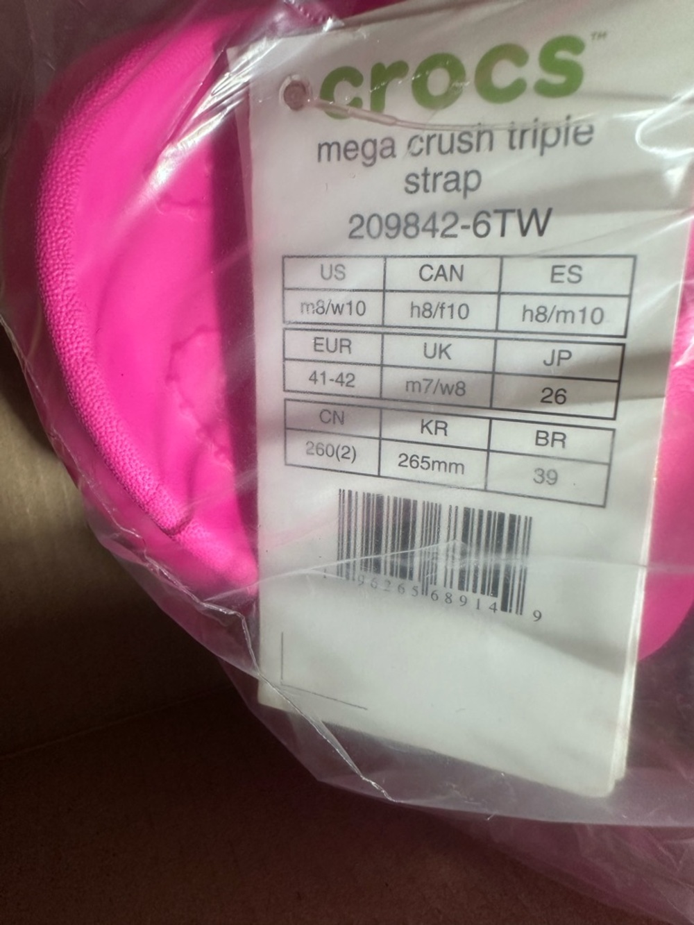 CROCS NWT Mega Crush triple strap Pink Crush platform sandals women’s 10 - Picture 6 of 6